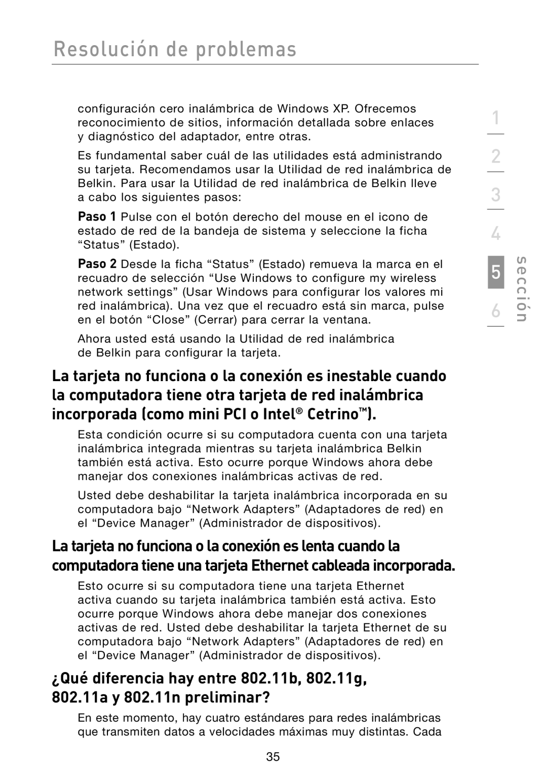 Belkin N1 user manual Resolución de problemas 