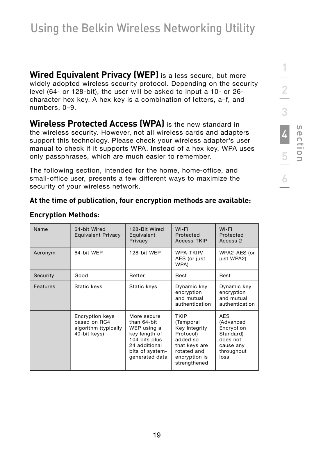 Belkin N1 Wired Equivalent Privacy WEP is a less secure, but more, Wireless Protected Access WPA is the new standard 