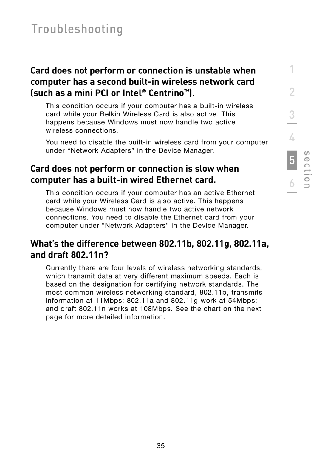 Belkin N1 user manual Troubleshooting 