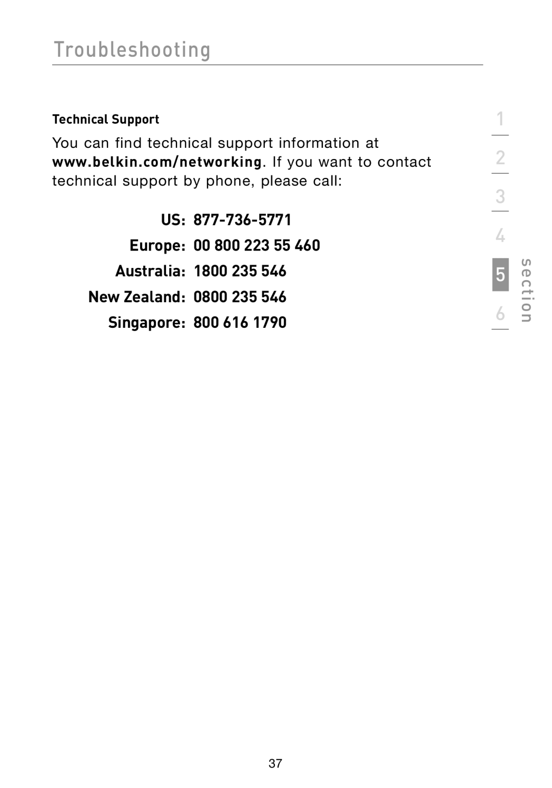 Belkin N1 user manual Technical Support 