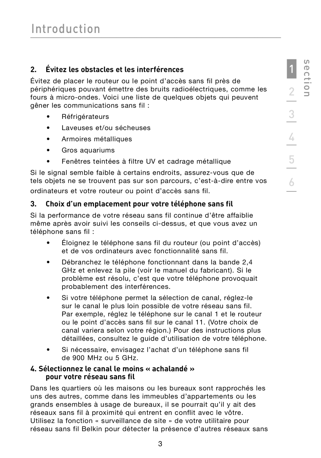 Belkin N1 user manual Évitez les obstacles et les interférences, Choix d’un emplacement pour votre téléphone sans fil 