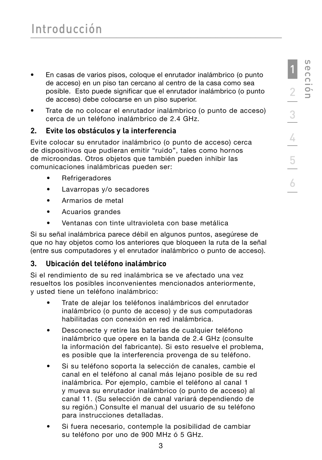 Belkin N1 user manual Evite los obstáculos y la interferencia, Ubicación del teléfono inalámbrico 