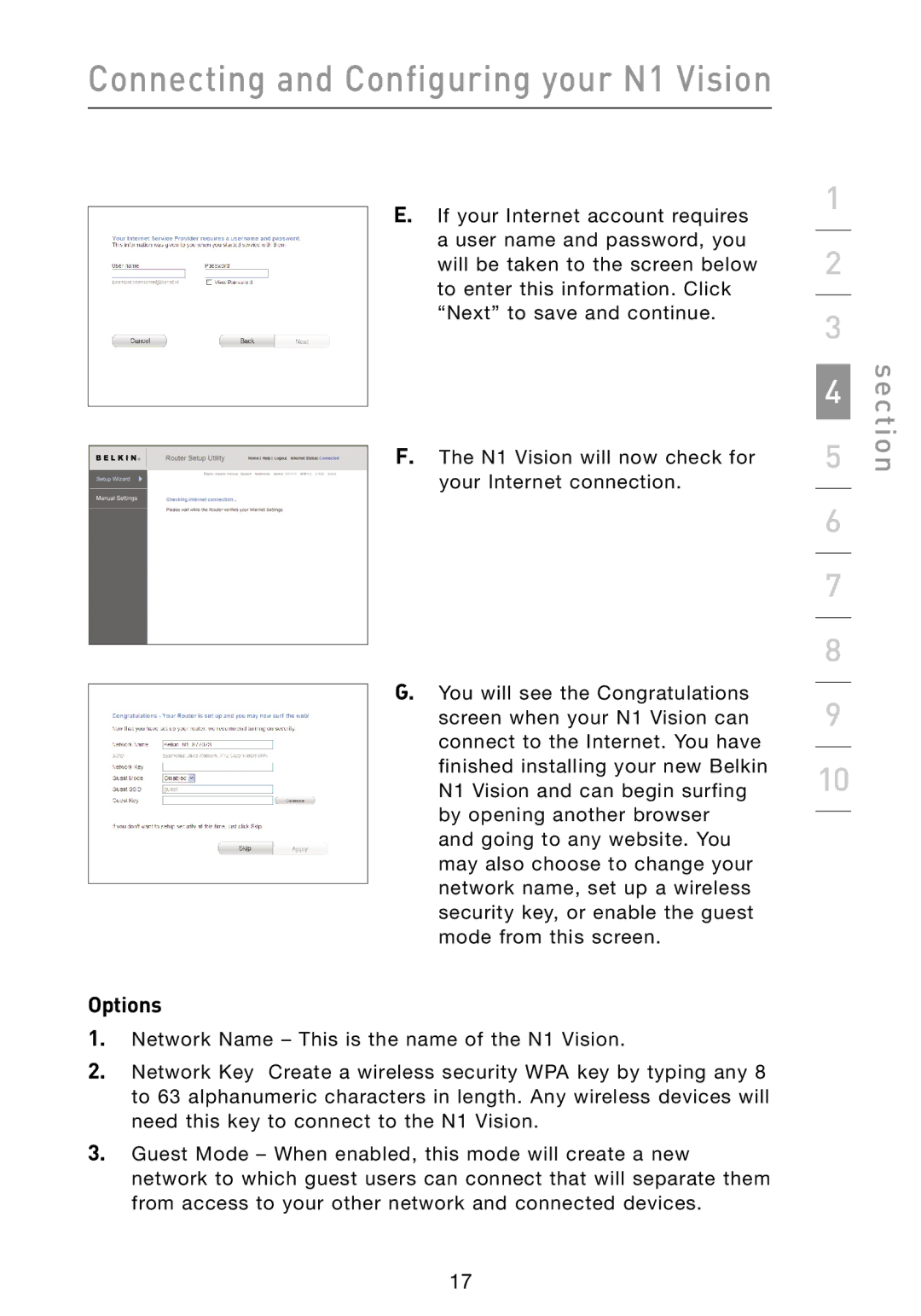 Belkin N1 user manual Options 