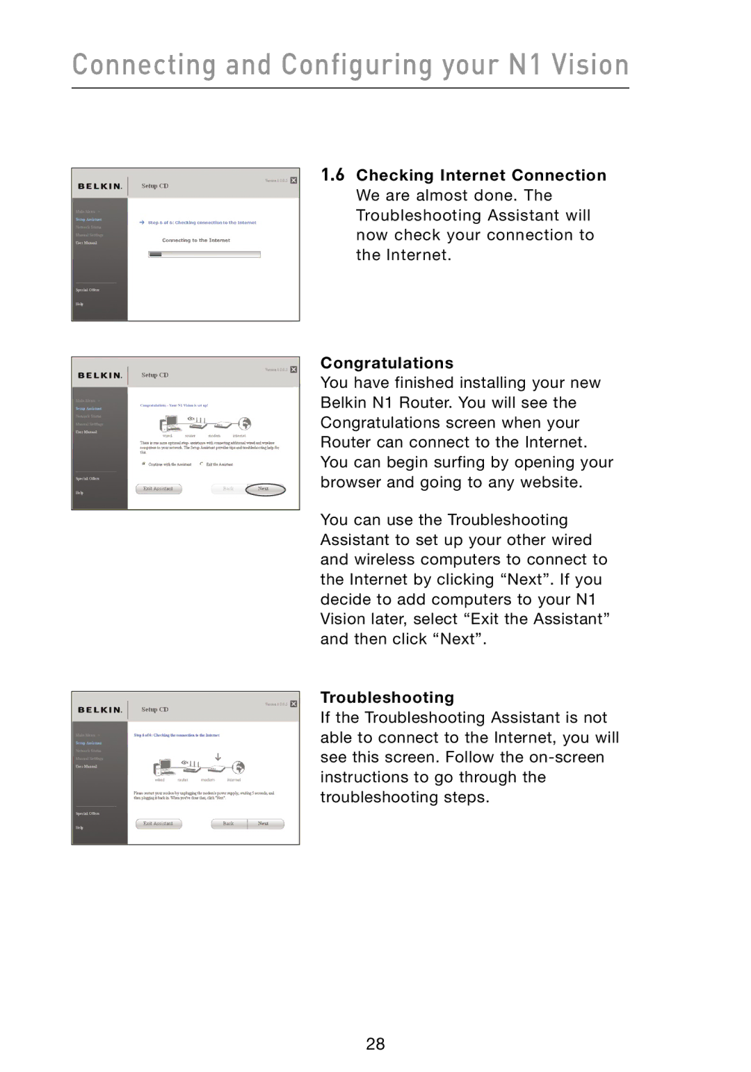 Belkin N1 user manual Troubleshooting 