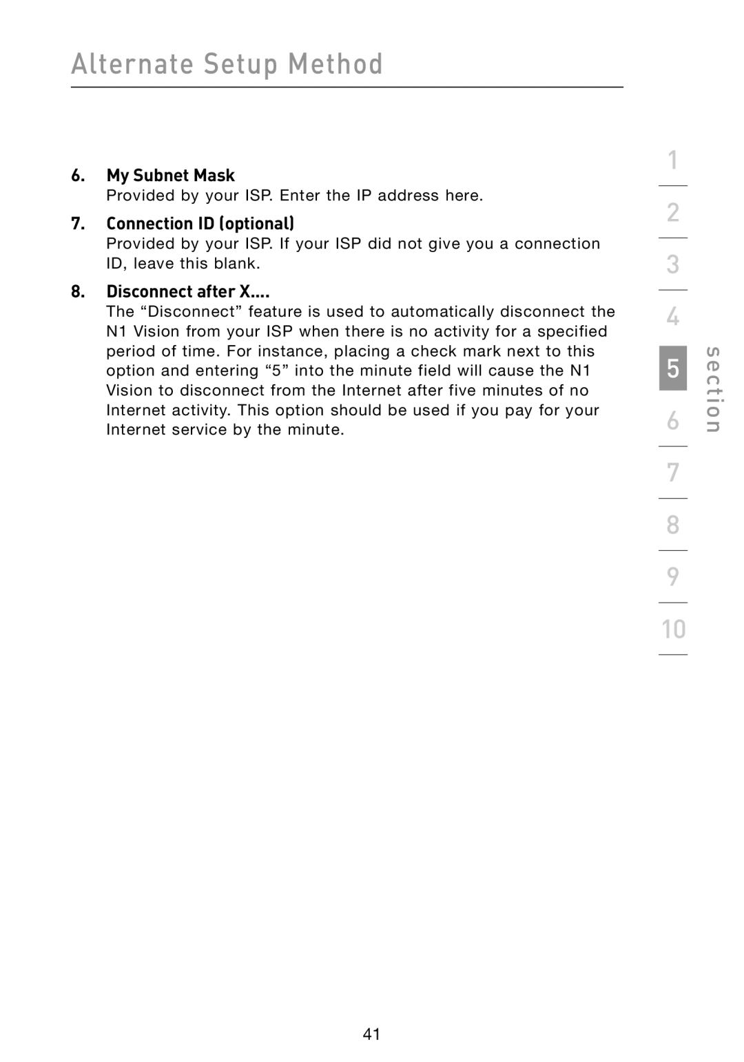 Belkin N1 user manual My Subnet Mask, Connection ID optional 