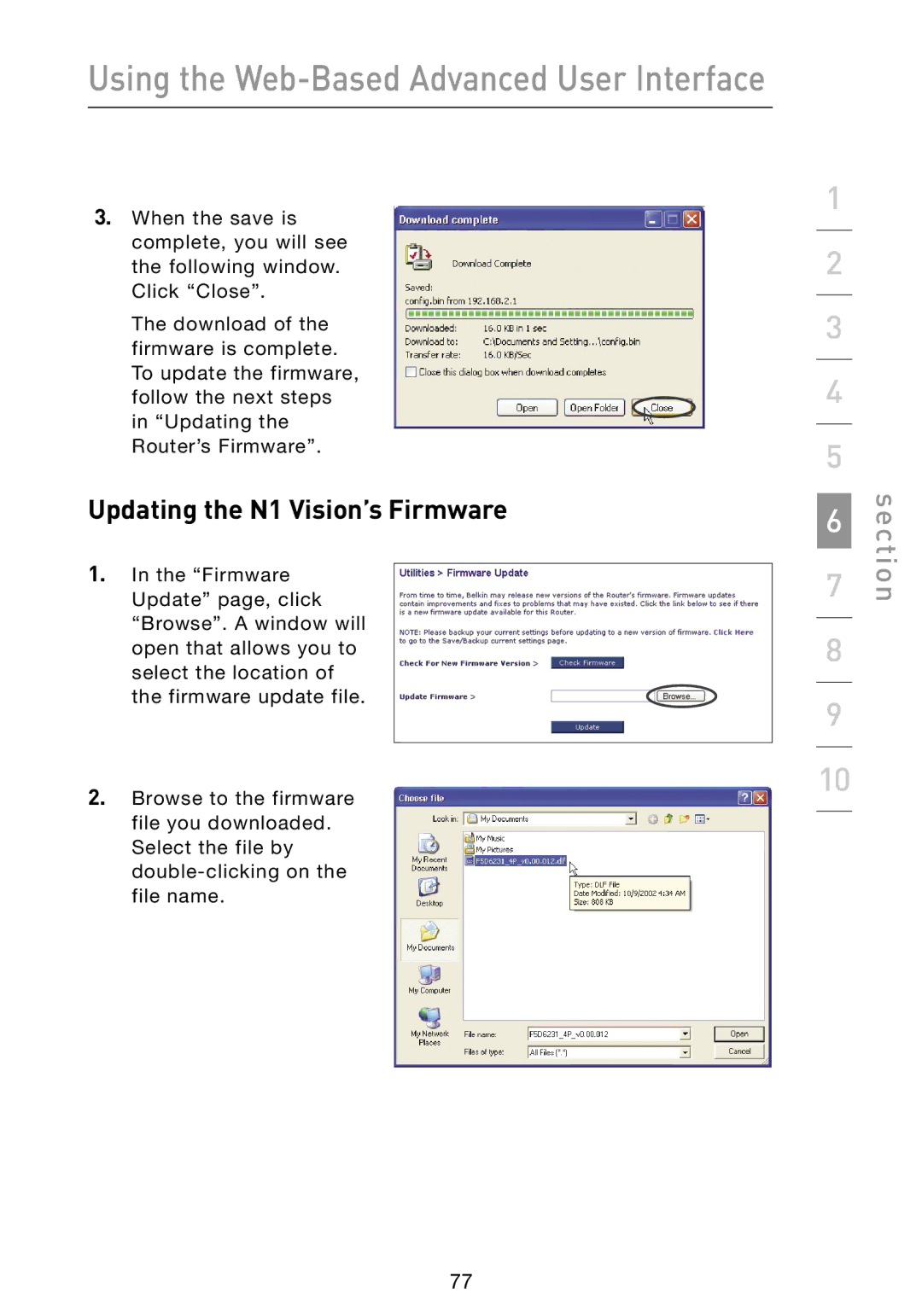 Belkin user manual Updating the N1 Vision’s Firmware 