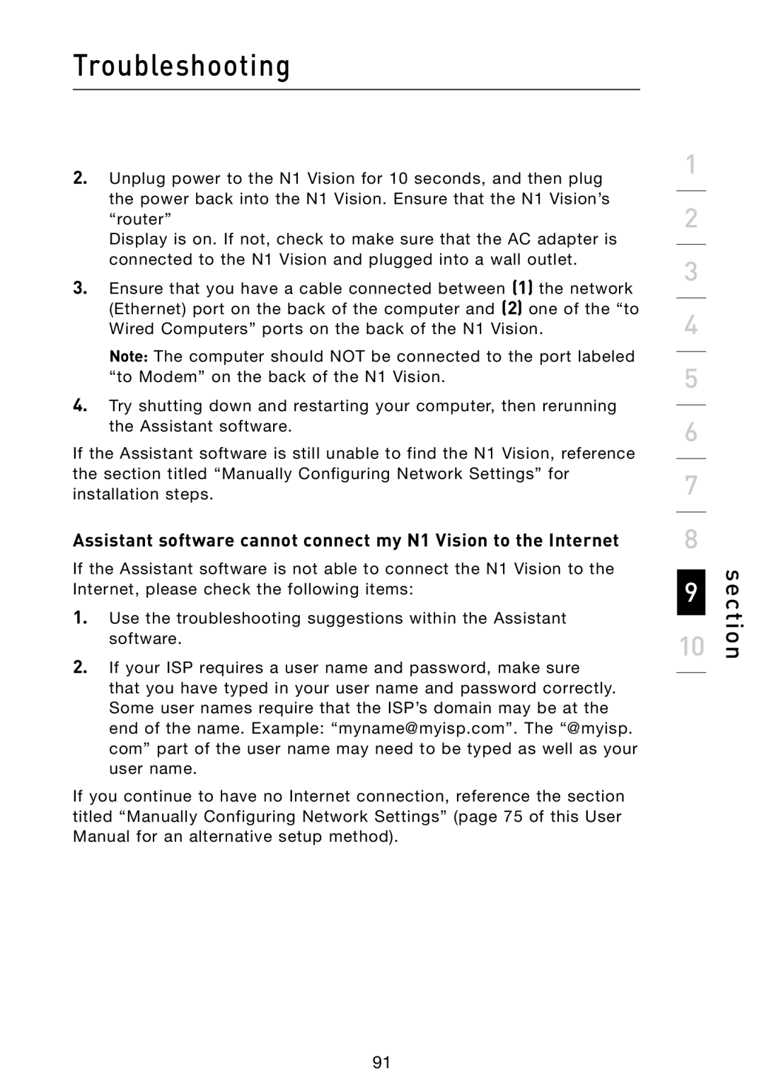 Belkin N1 user manual Troubleshooting 