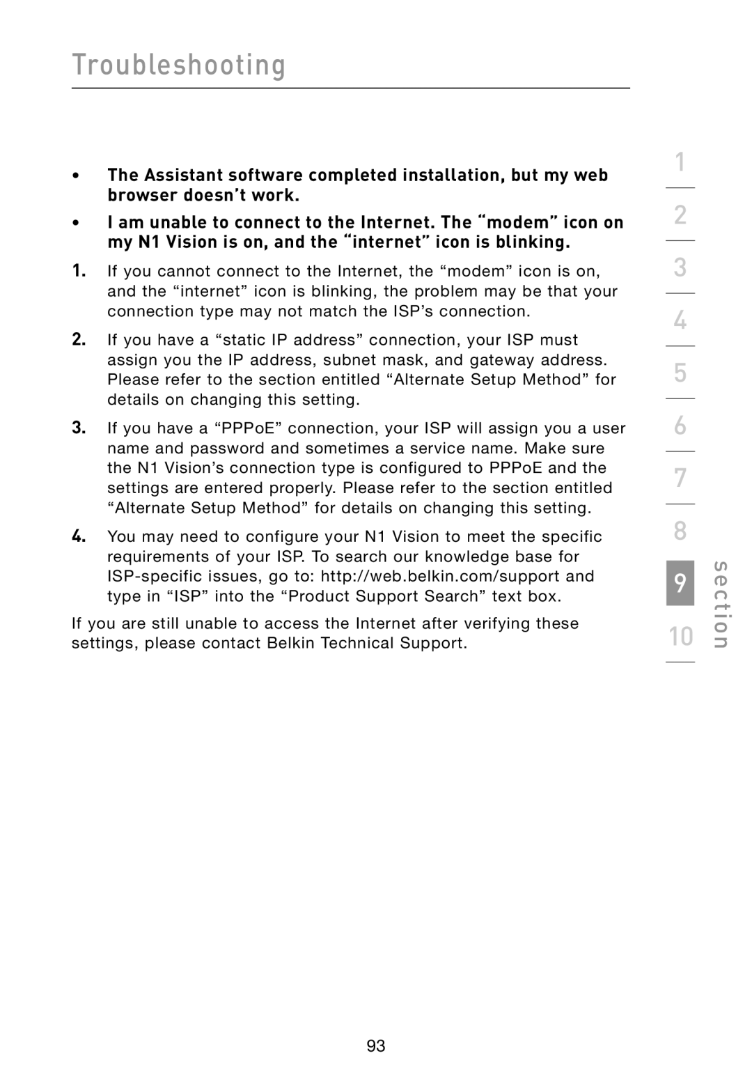 Belkin N1 user manual Section 