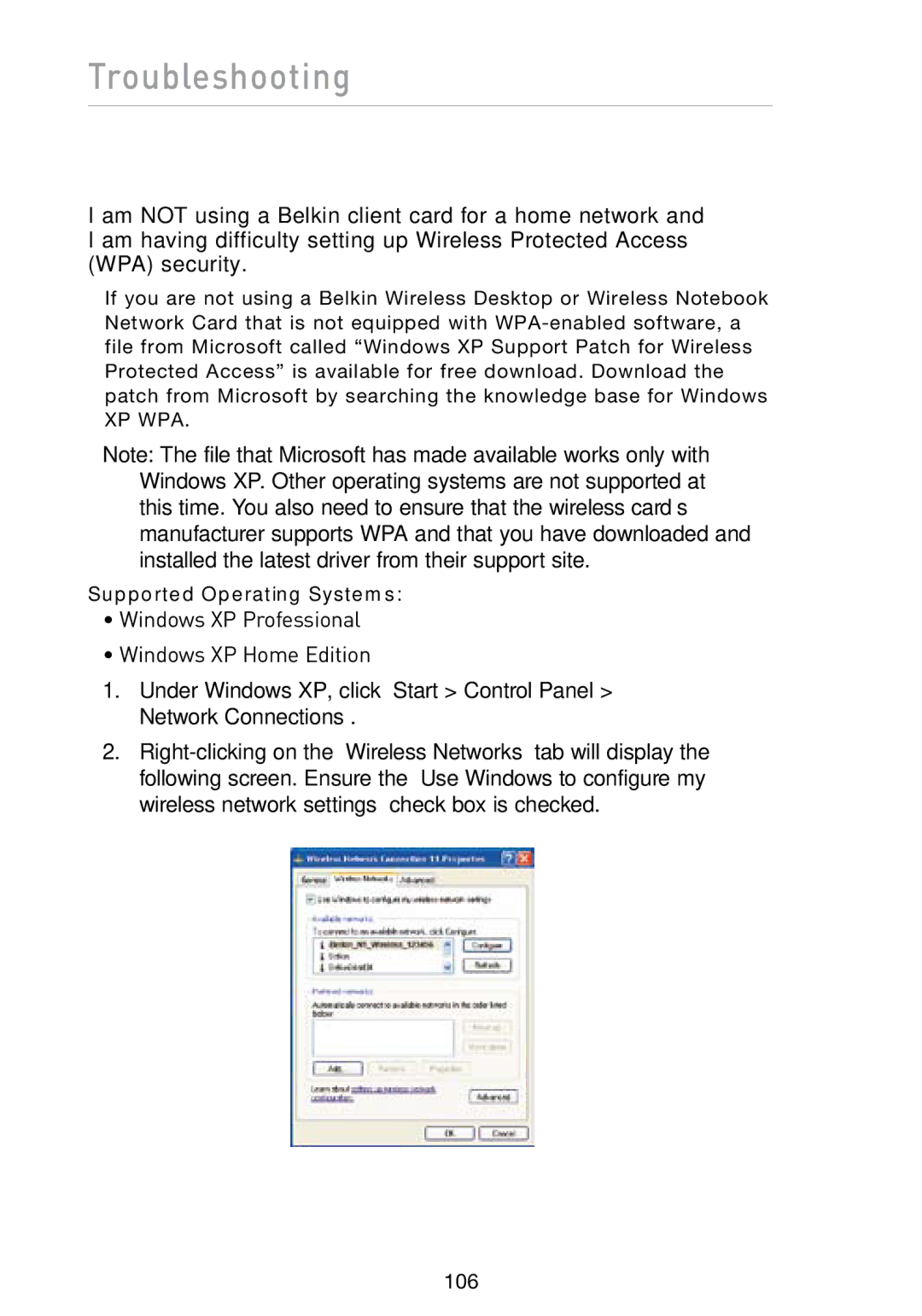 Belkin N1 user manual Troubleshooting 