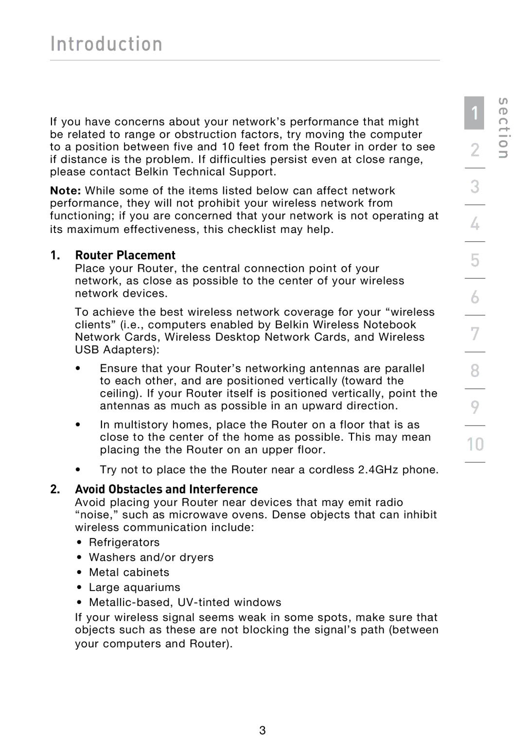 Belkin N1 user manual Router Placement, Avoid Obstacles and Interference 