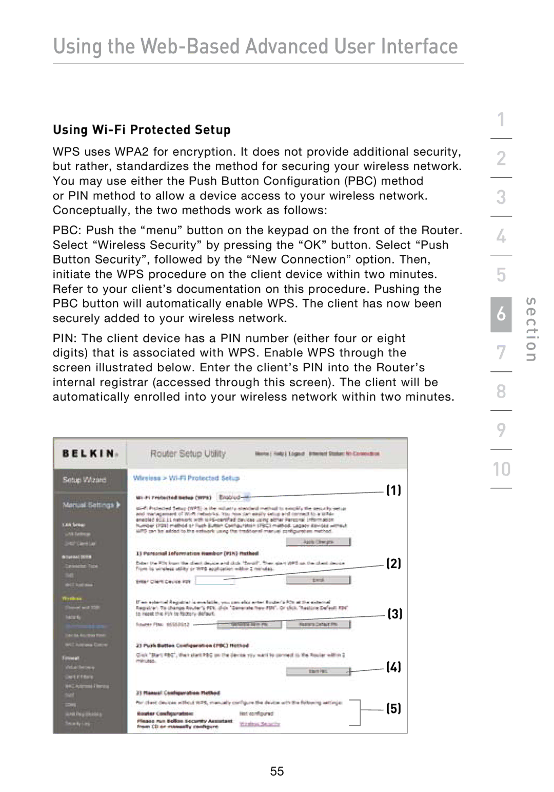 Belkin N1 user manual Using Wi-Fi Protected Setup 