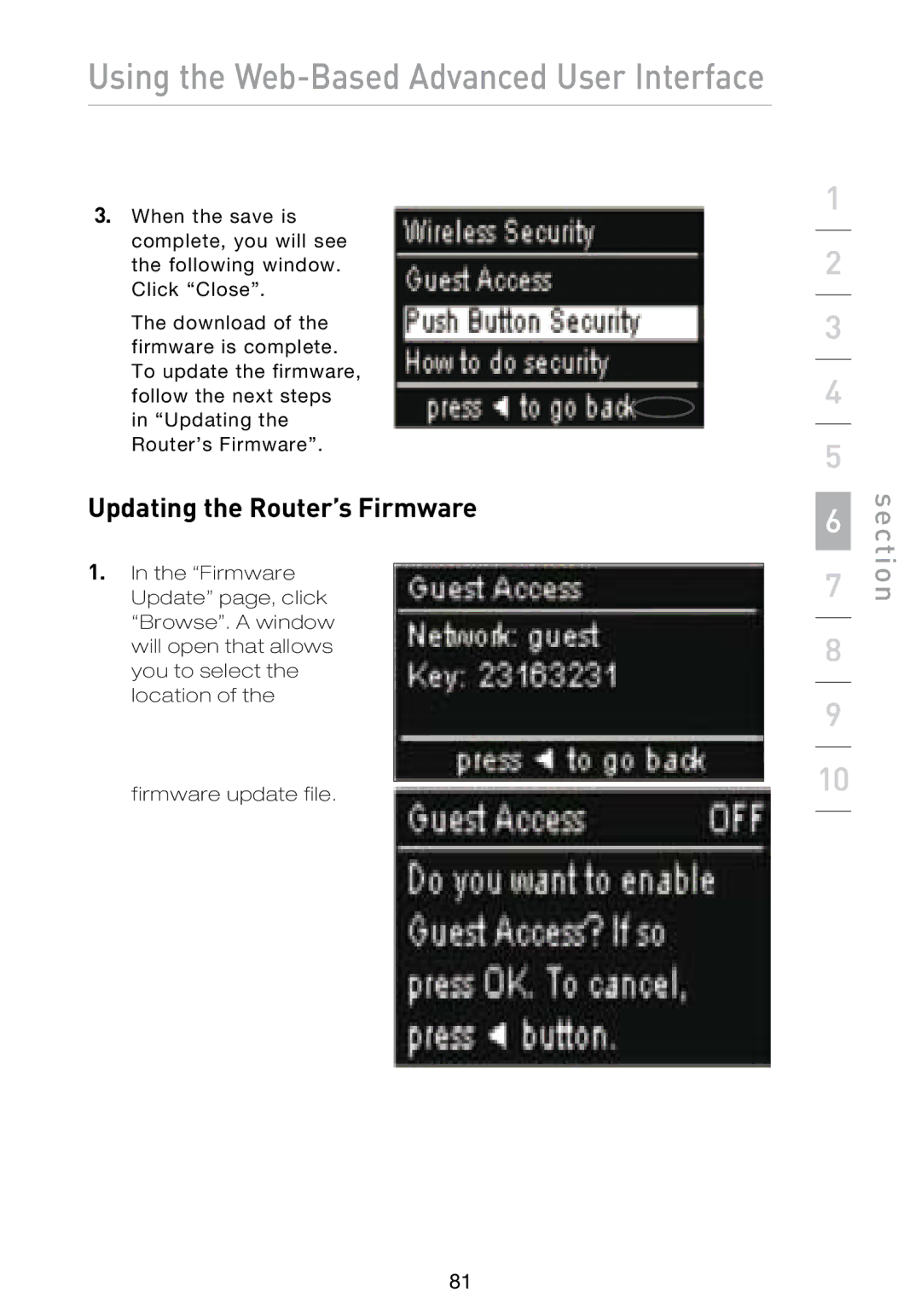 Belkin N1 user manual Updating the Router’s Firmware 