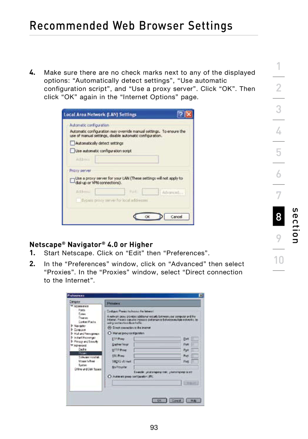 Belkin N1 user manual Netscape Navigator 4.0 or Higher 