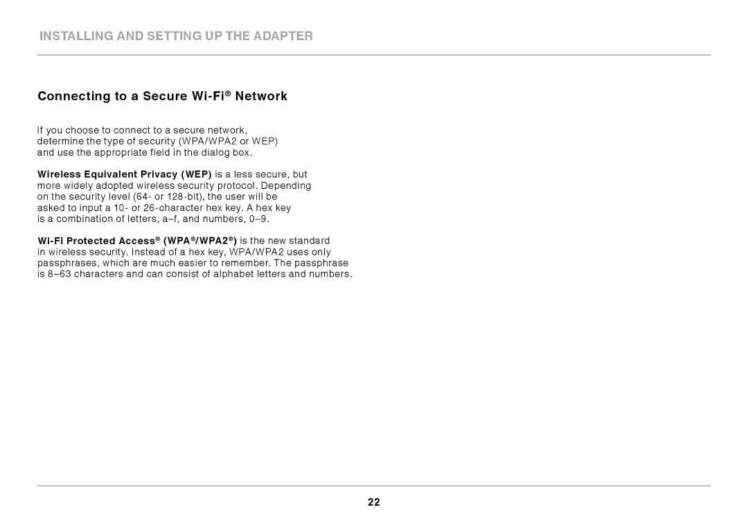 Belkin N150 Micro user manual Connecting to a Secure Wi-FiNetwork 