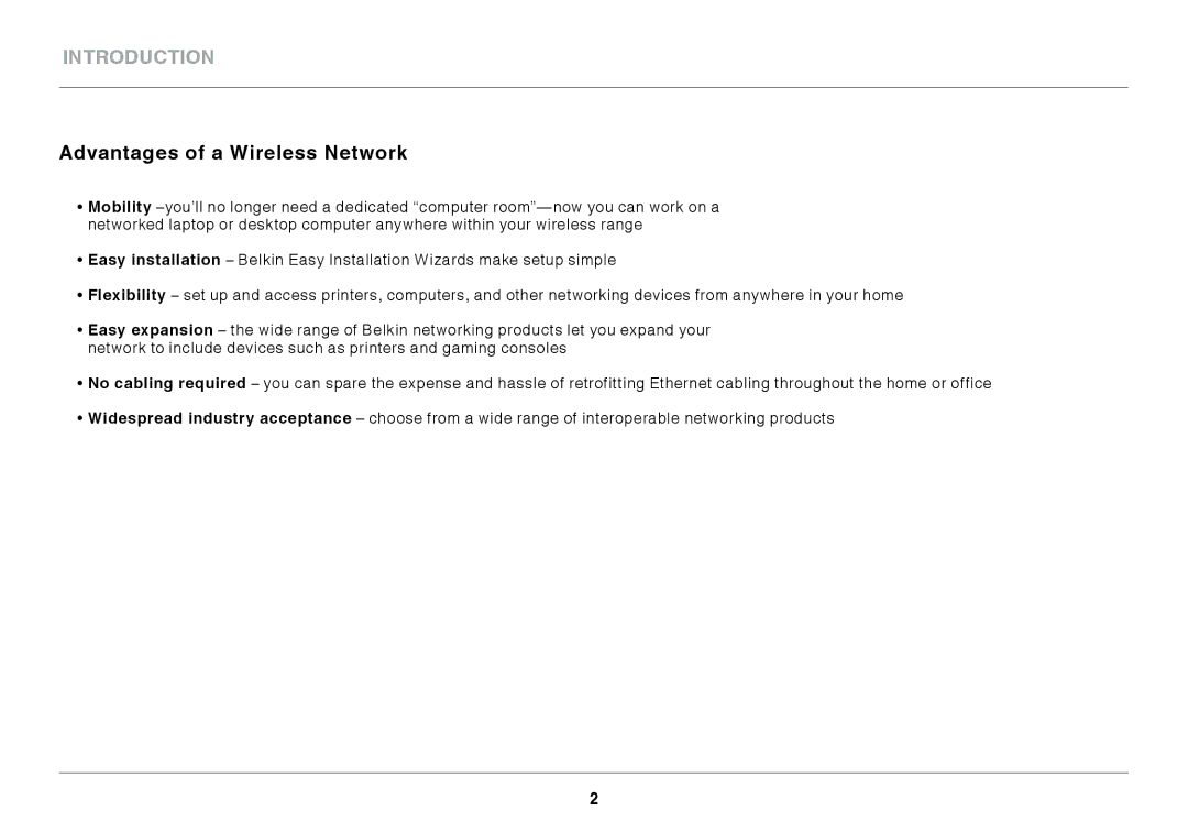 Belkin N150 Micro user manual Introduction, Advantages of a Wireless Network 