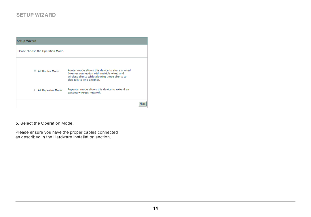 Belkin N300 user manual Setup Wizard 