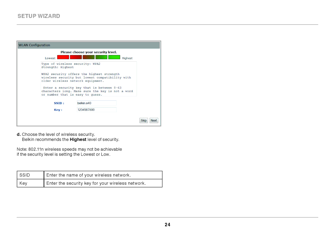 Belkin N300 user manual Ssid 