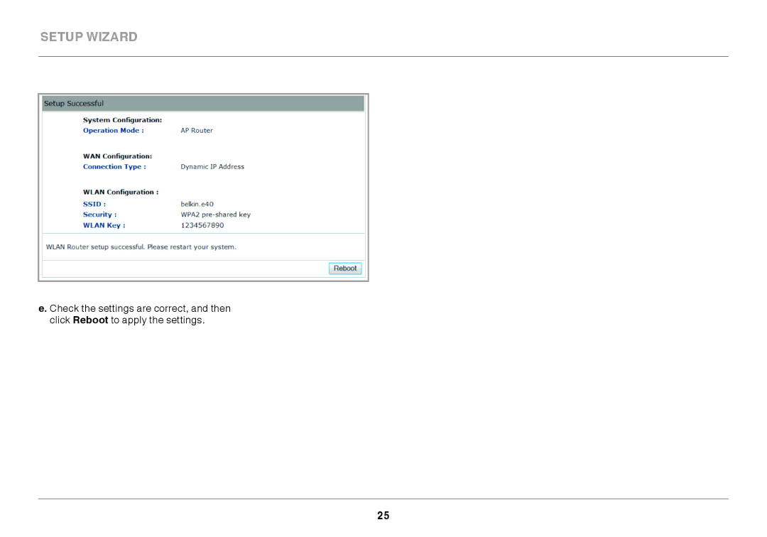 Belkin N300 user manual Setup Wizard 