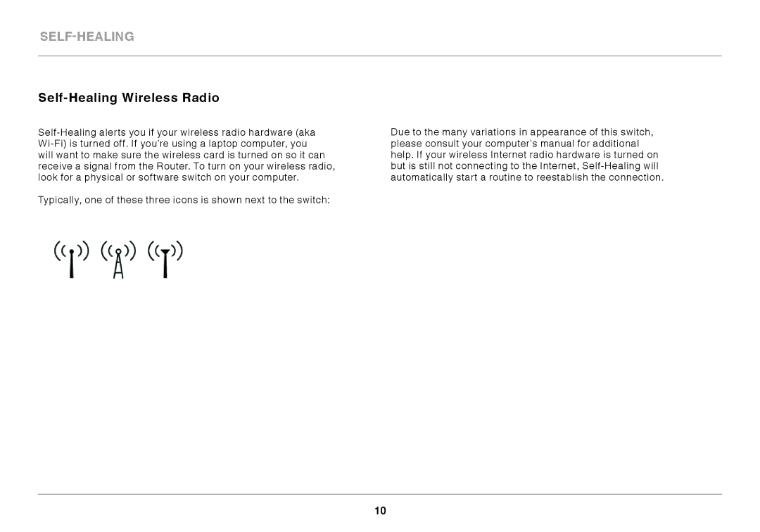 Belkin N450 manual Self-Healing Wireless Radio 