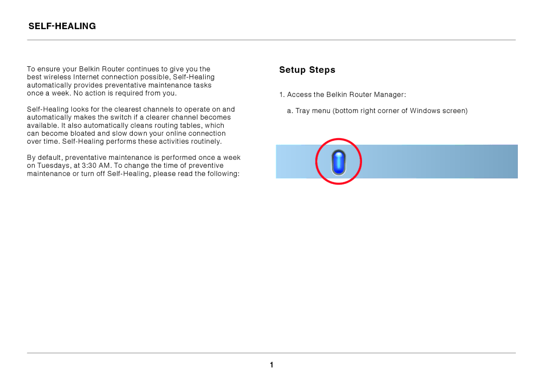 Belkin N450 manual Self-Healing, Setup Steps 