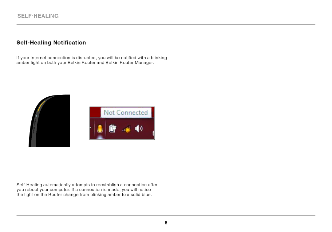 Belkin N450 manual Self-Healing Notification 