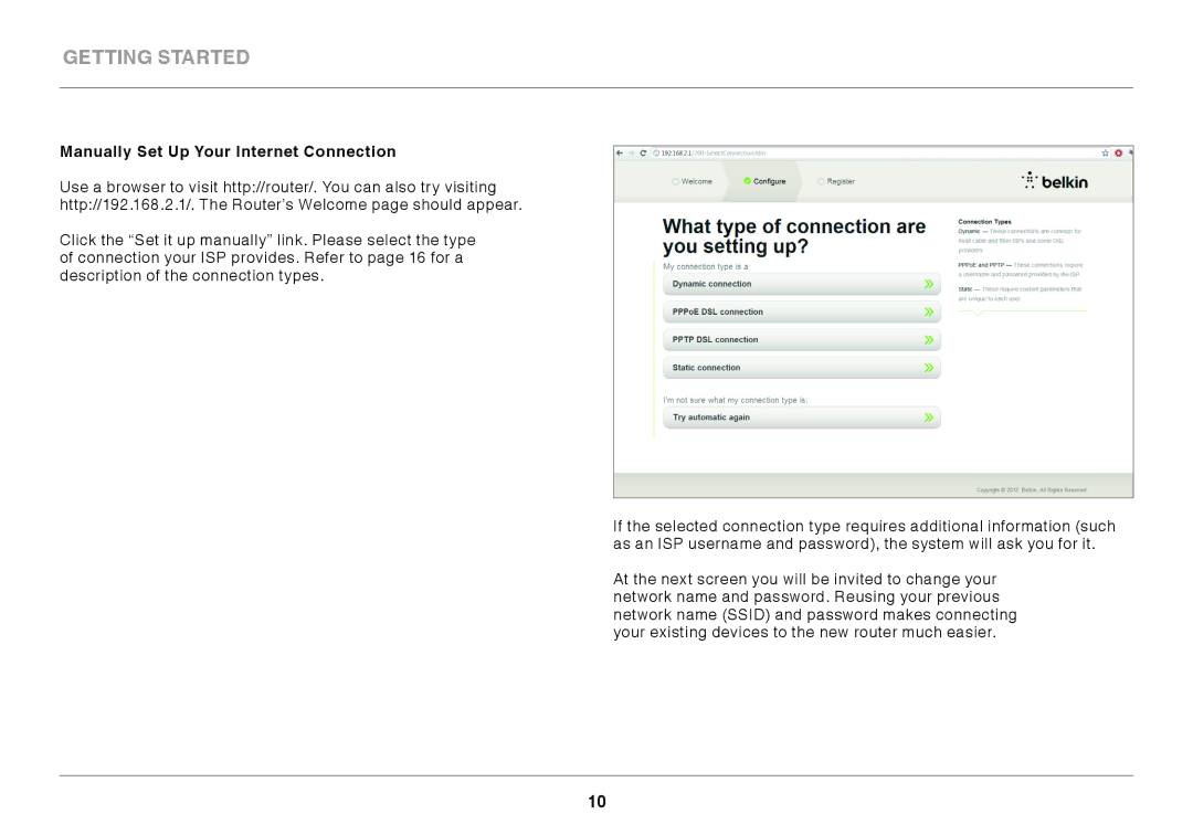 Belkin N450DB user manual Manually Set Up Your Internet Connection 