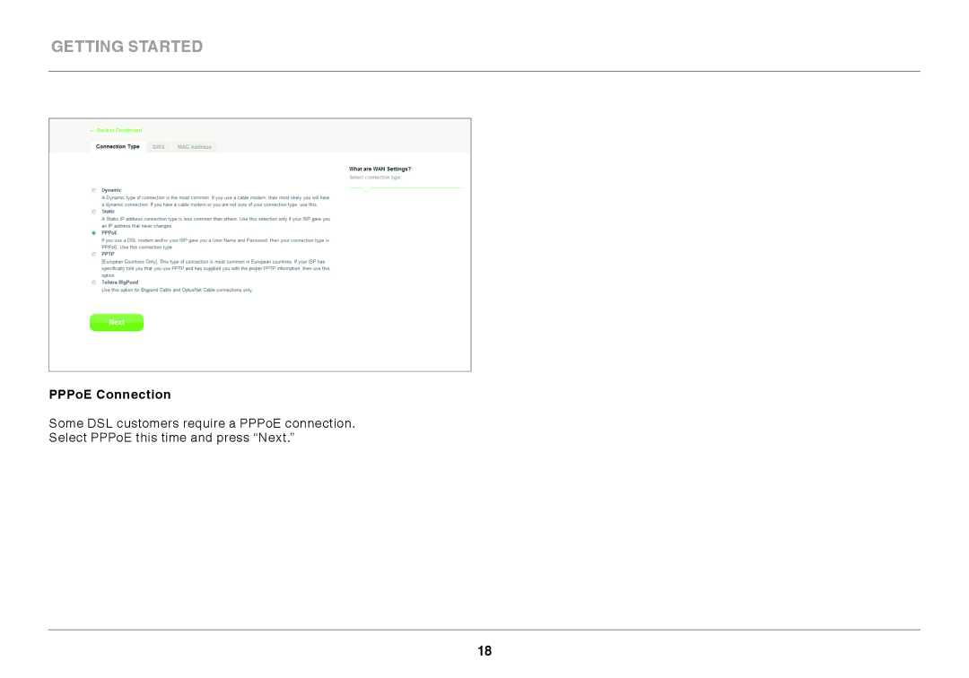 Belkin N450DB user manual PPPoE Connection 