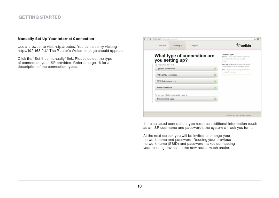 Belkin N600 DB manual Manually Set Up Your Internet Connection 