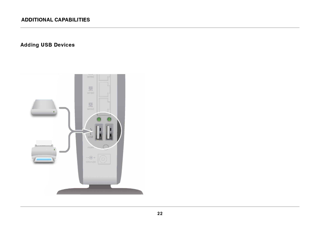 Belkin N600 DB manual Additional Capabilities, Adding USB Devices 