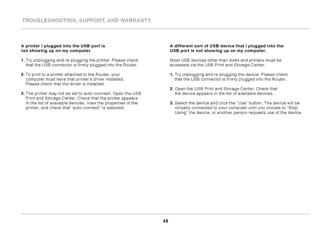 Belkin N600 DB manual Troubleshooting, Support, and Warranty 