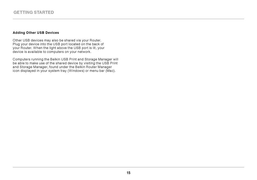 Belkin N600 manual Adding Other USB Devices 