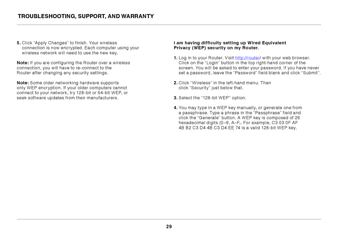 Belkin N600 manual Troubleshooting, Support, and Warranty 