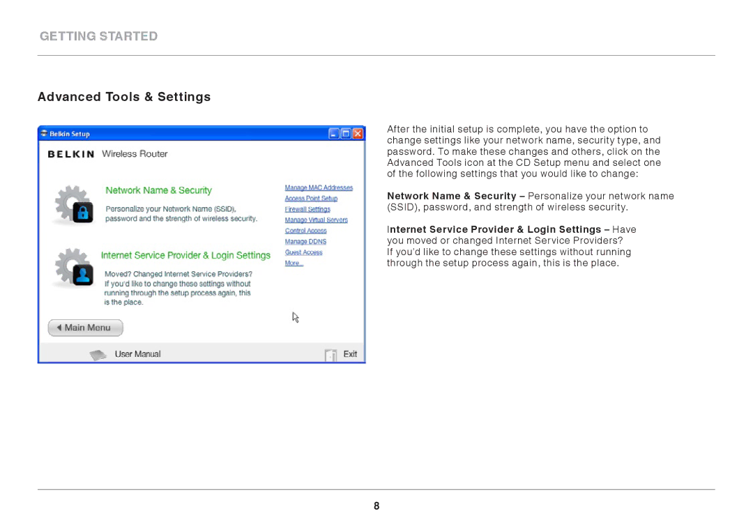 Belkin N600 manual Advanced Tools & Settings 
