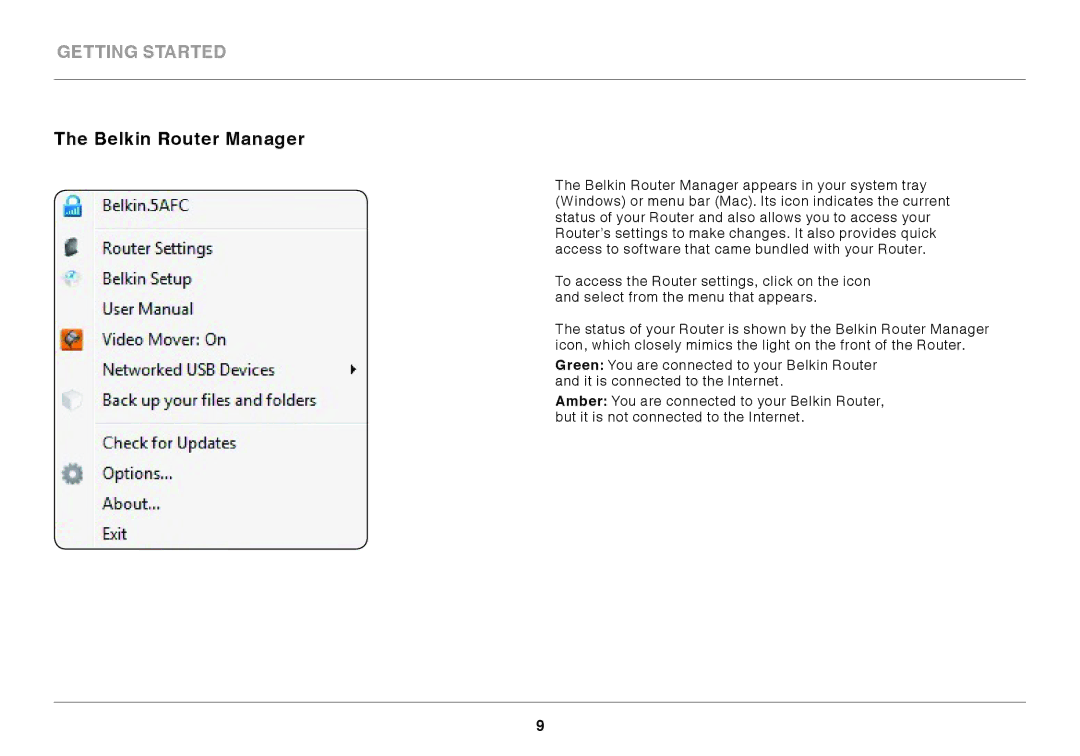 Belkin N600 manual Belkin Router Manager 