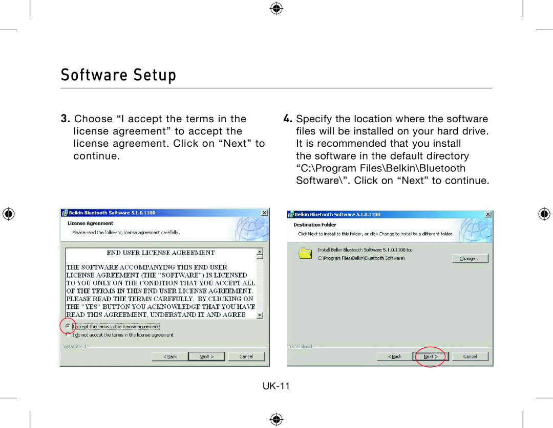 Belkin Network Adapror manual Software Setup, UK-11 