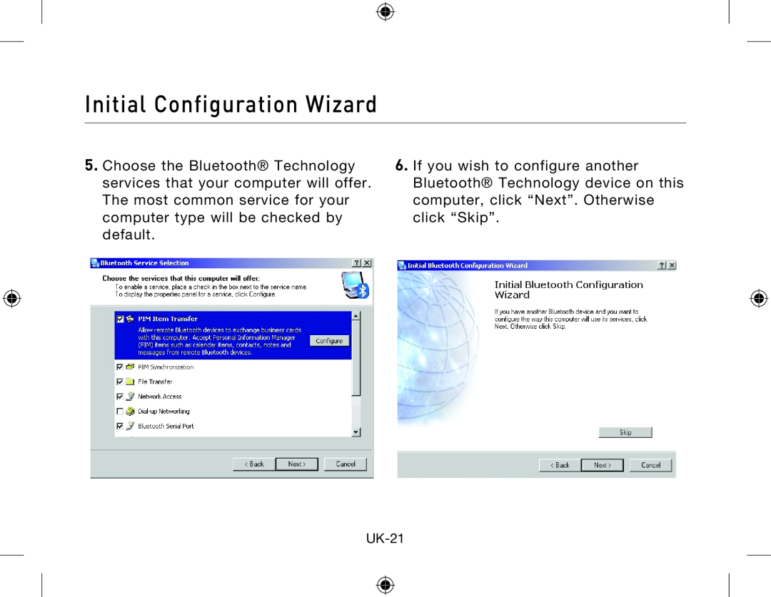 Belkin Network Adapror manual Initial Configuration Wizard, UK-21 