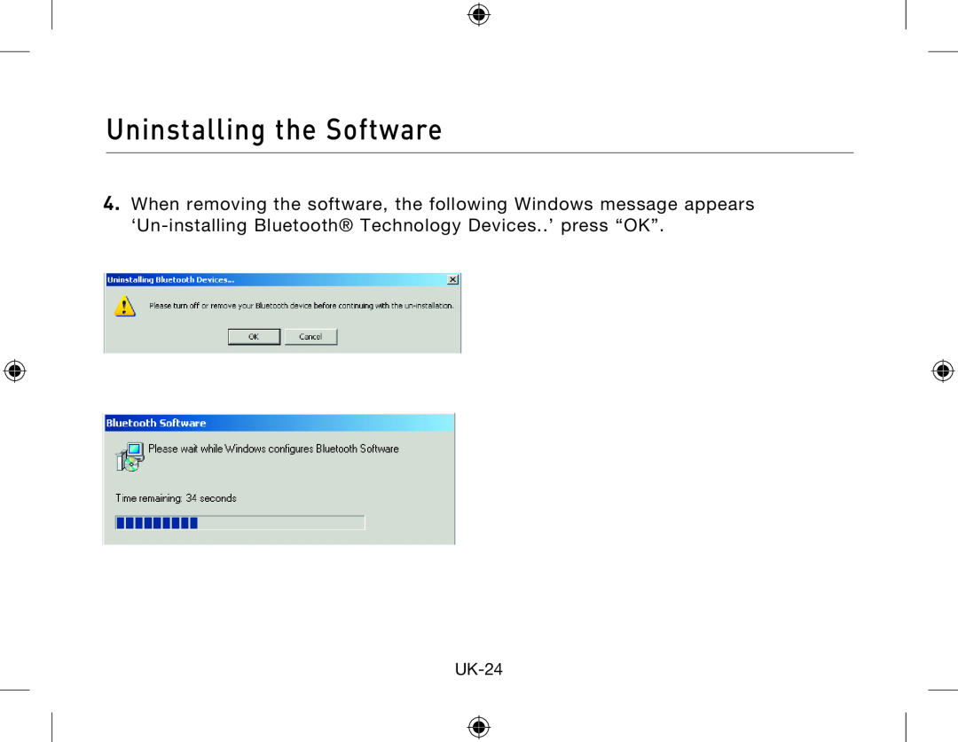 Belkin Network Adapror manual Uninstalling the Software, UK-24 