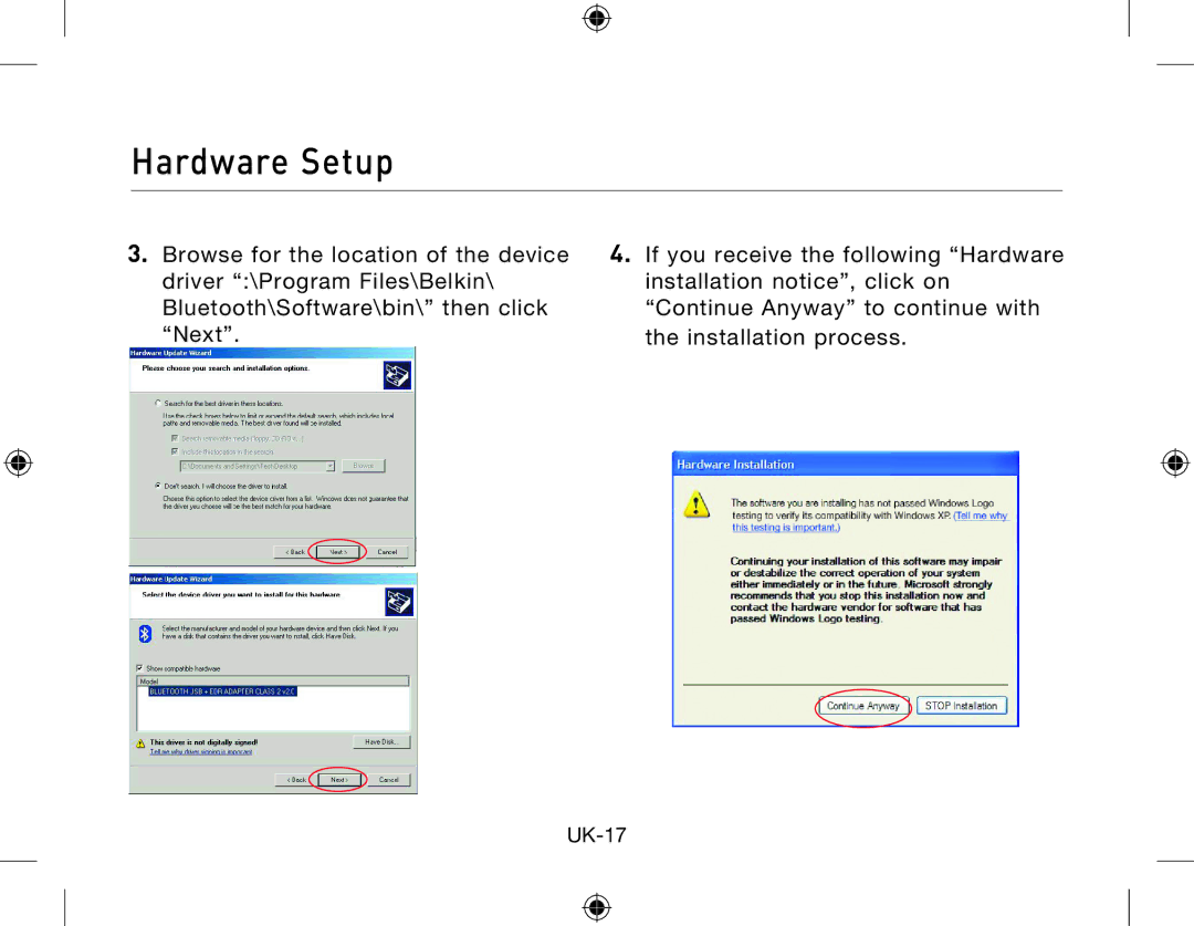 Belkin Network Adapror manual UK-17 