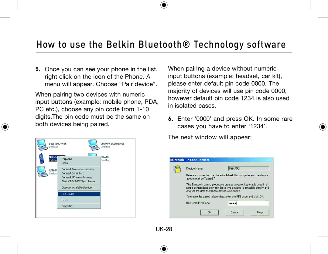 Belkin Network Adapror manual UK-28 