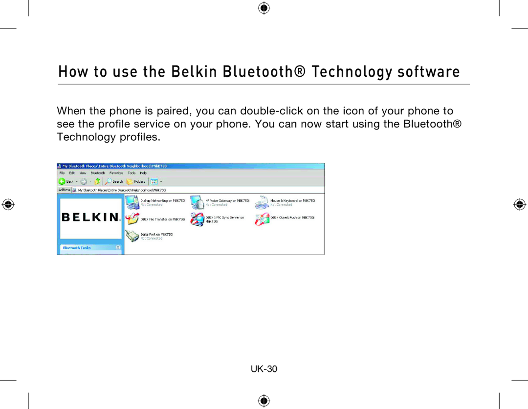 Belkin Network Adapror manual UK-30 