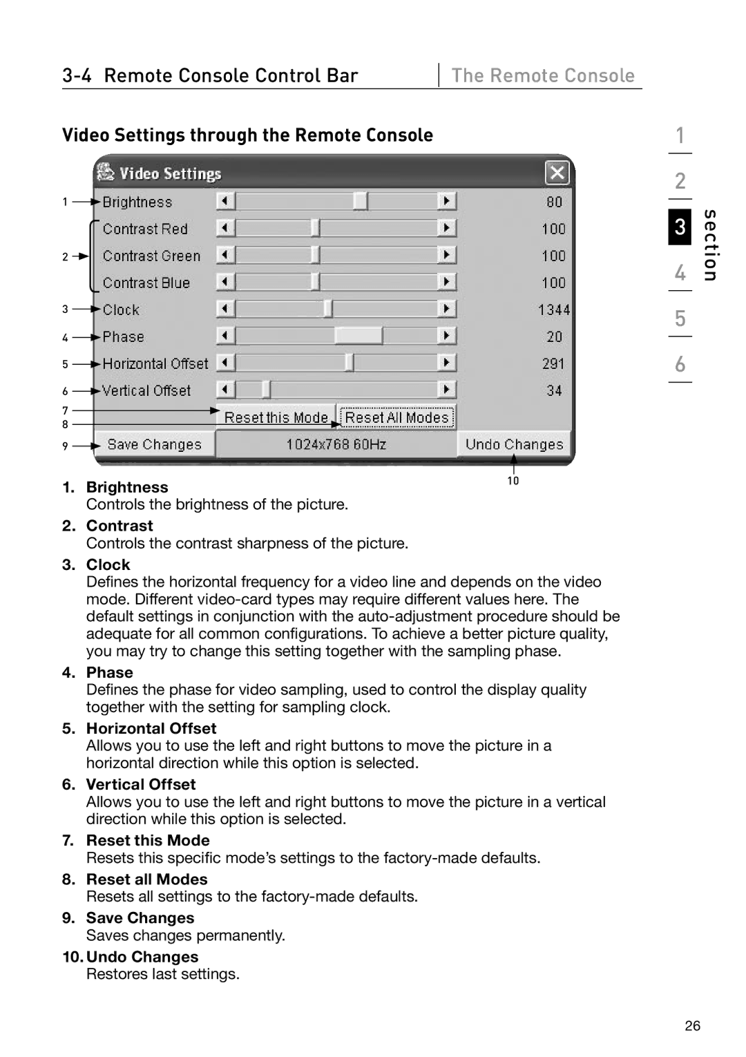 Belkin OmniView manual Video Settings through the Remote Console 