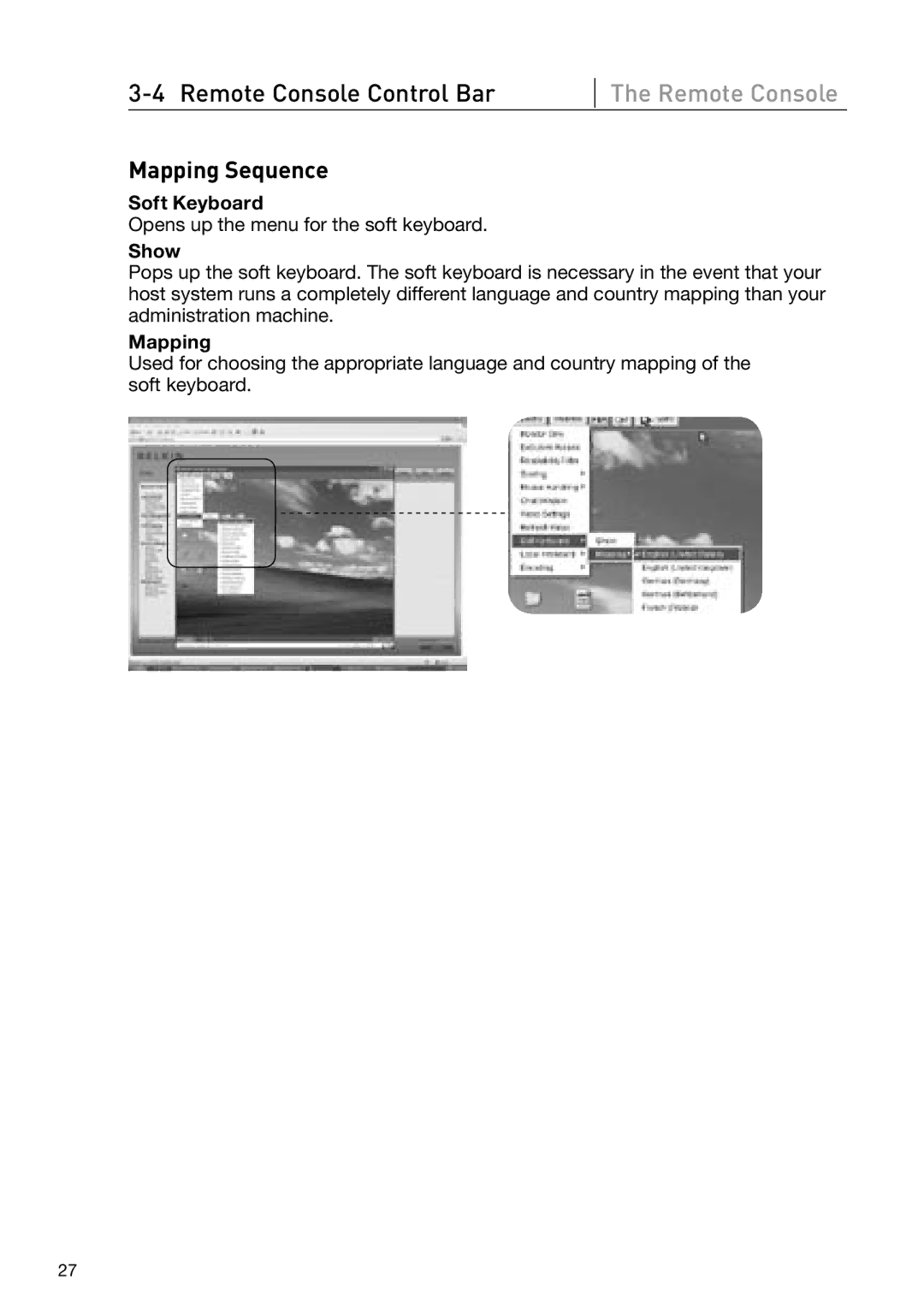 Belkin OmniView manual Mapping Sequence, Soft Keyboard, Show 