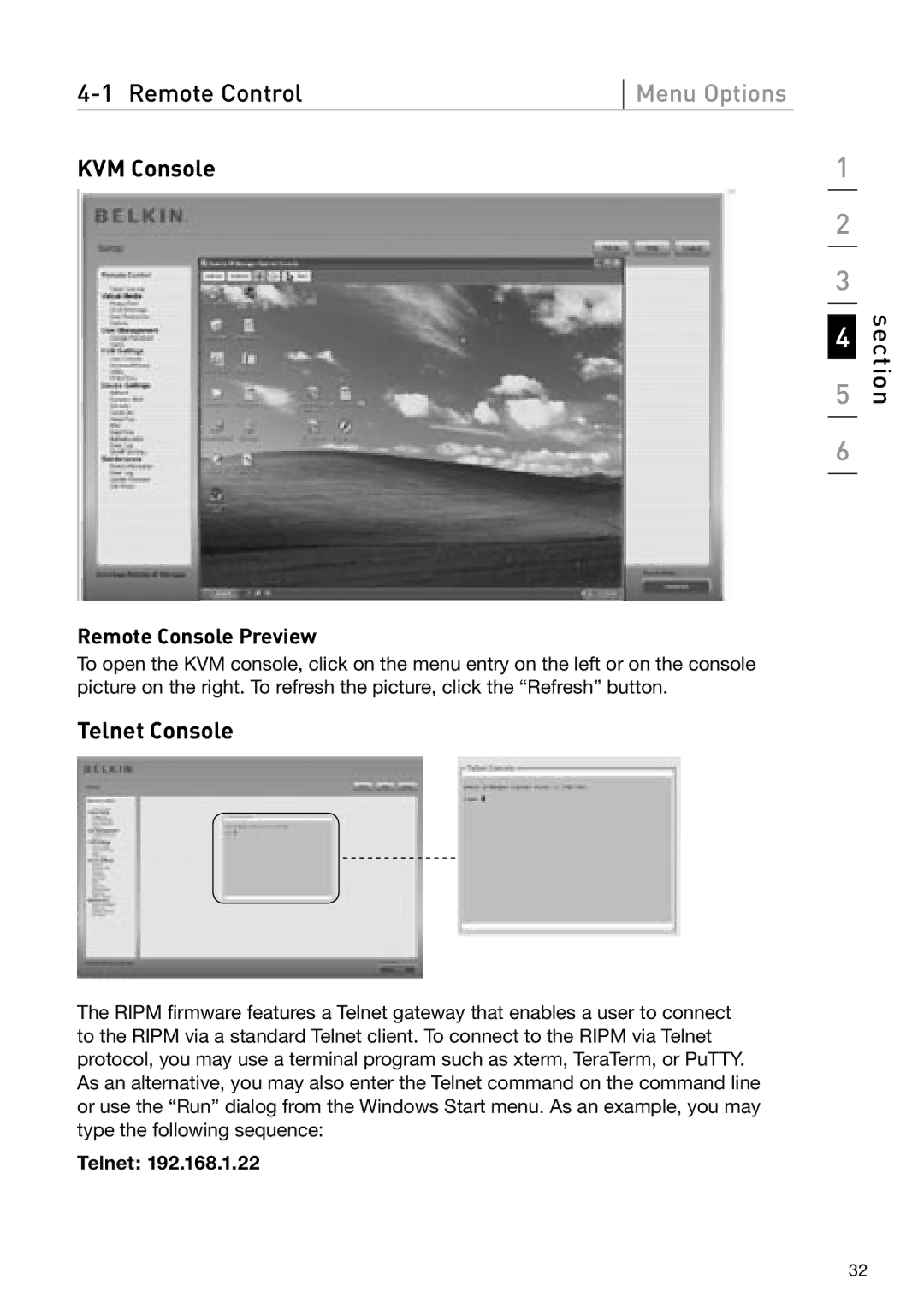 Belkin OmniView manual KVM Console, Telnet Console, Remote Console Preview 