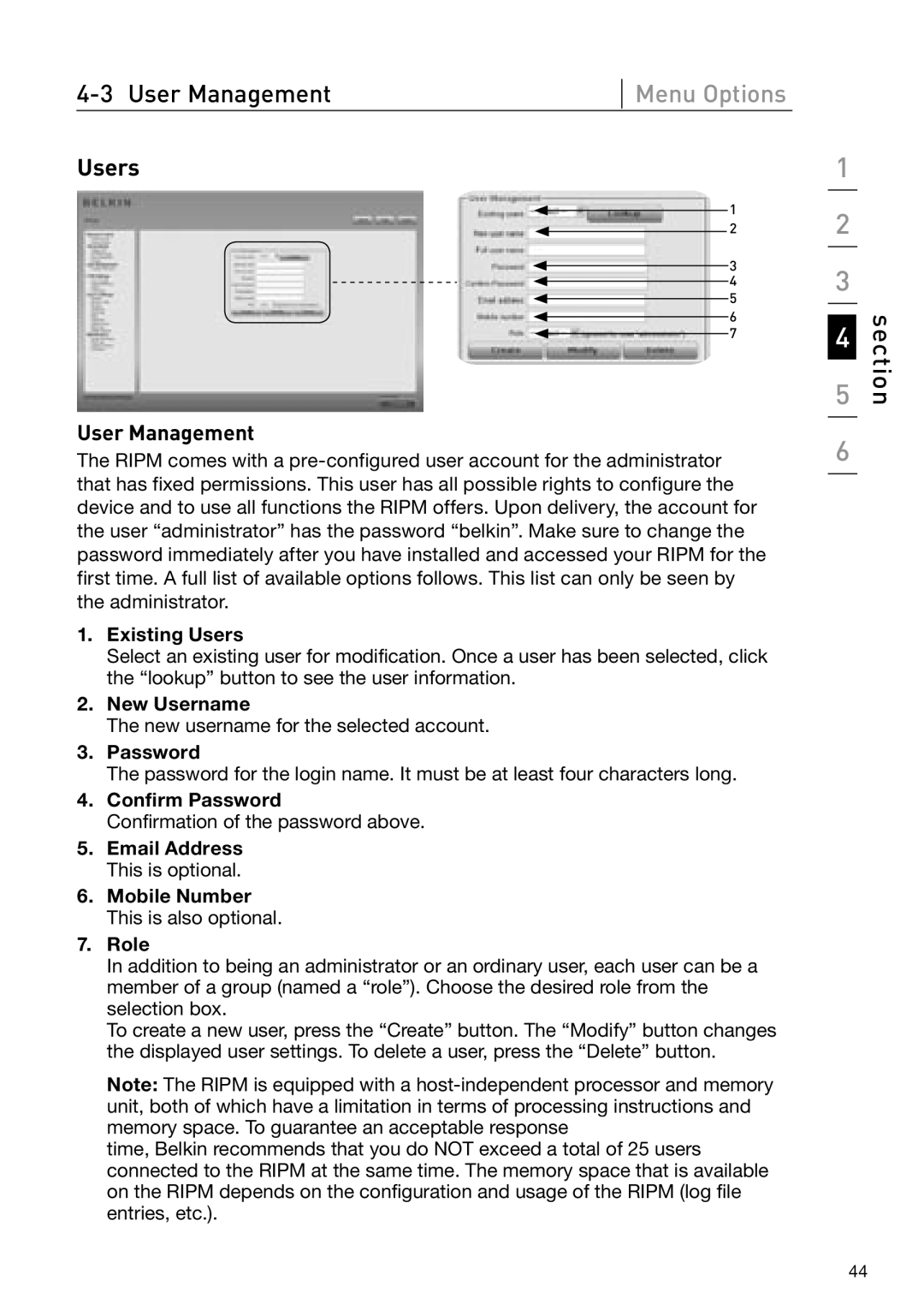 Belkin OmniView manual Users, User Management 