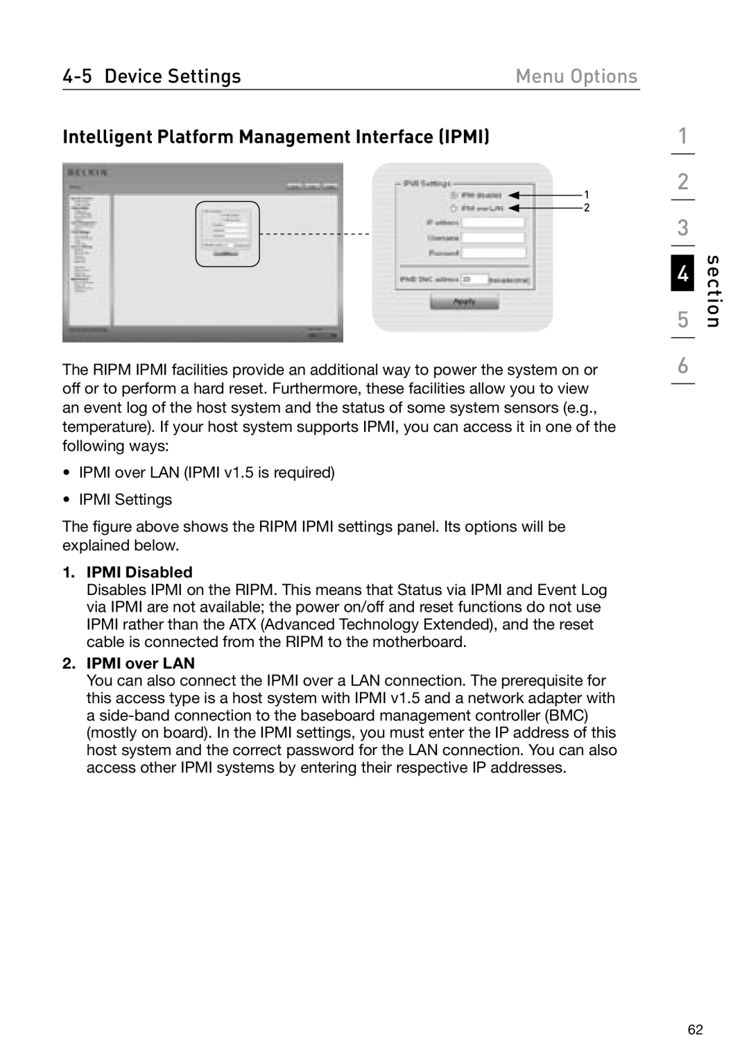 Belkin OmniView manual Intelligent Platform Management Interface Ipmi, Ipmi Disabled, Ipmi over LAN 