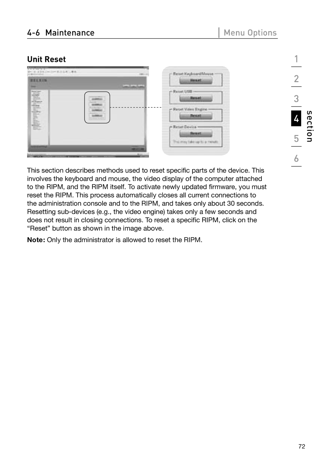 Belkin OmniView manual Unit Reset 