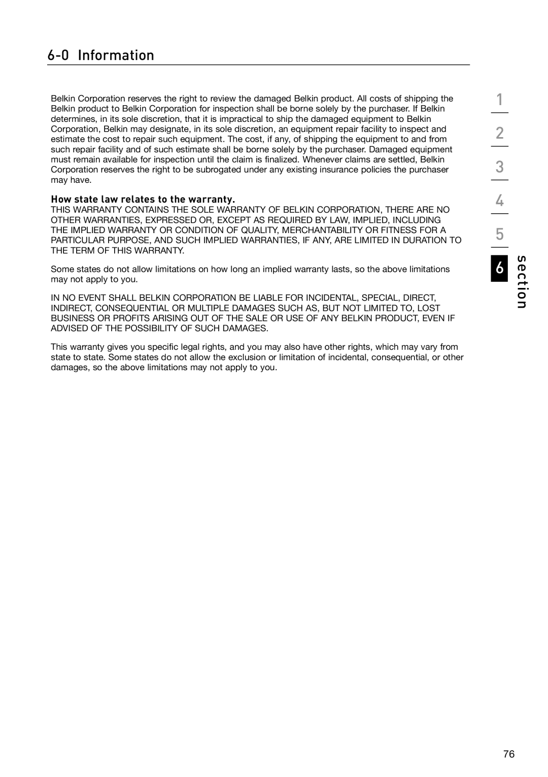 Belkin OmniView manual How state law relates to the warranty 