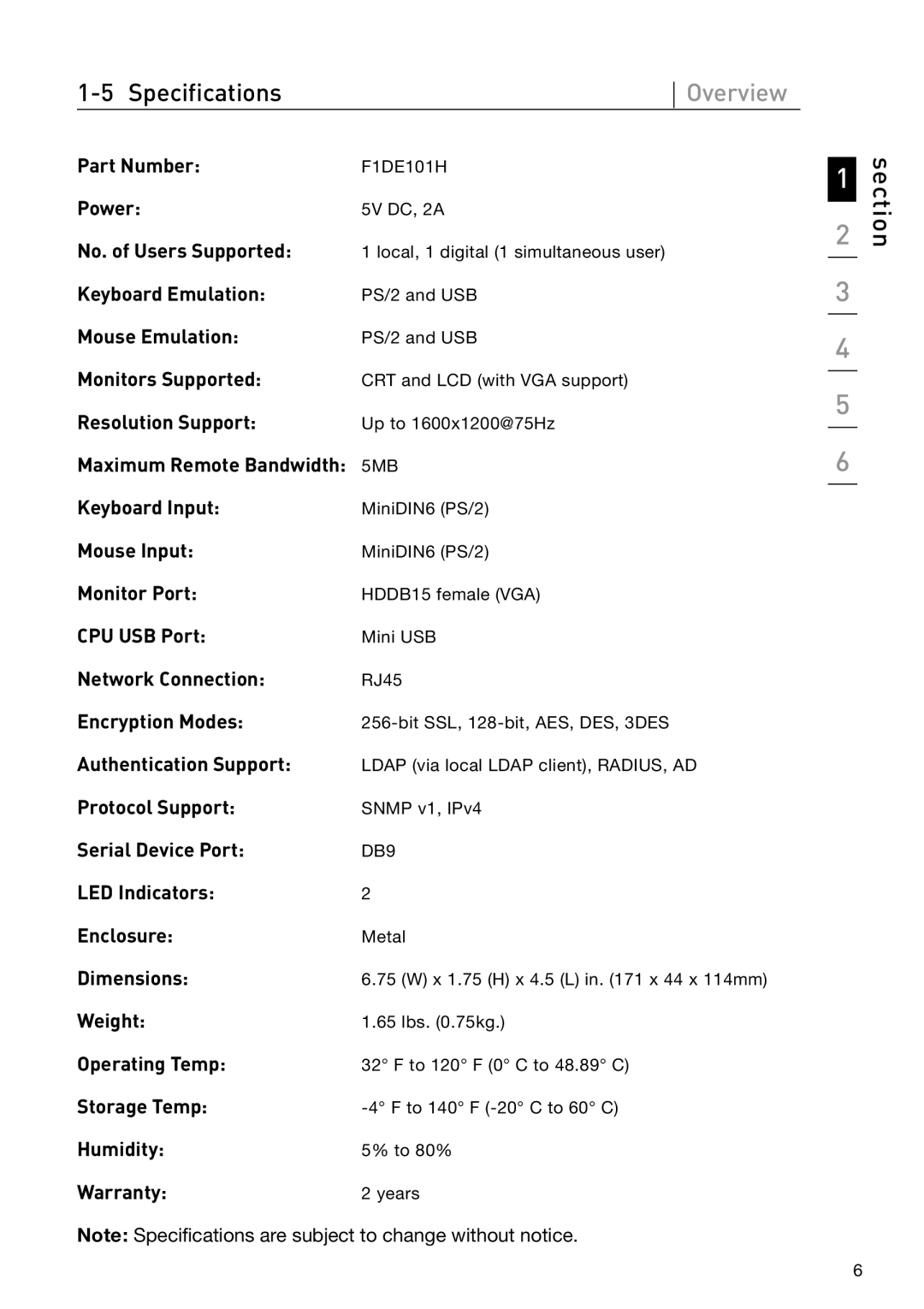 Belkin OmniView manual Part Number, Power, No. of Users Supported, Keyboard Emulation, Mouse Emulation, Monitors Supported 