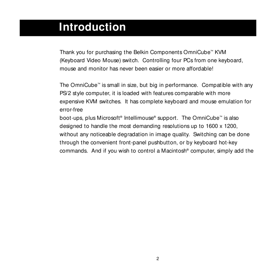 Belkin P72462 user manual Introduction 