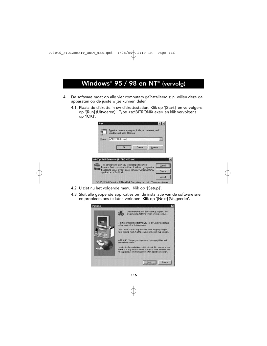 Belkin P73046, F1U128 user manual 116 